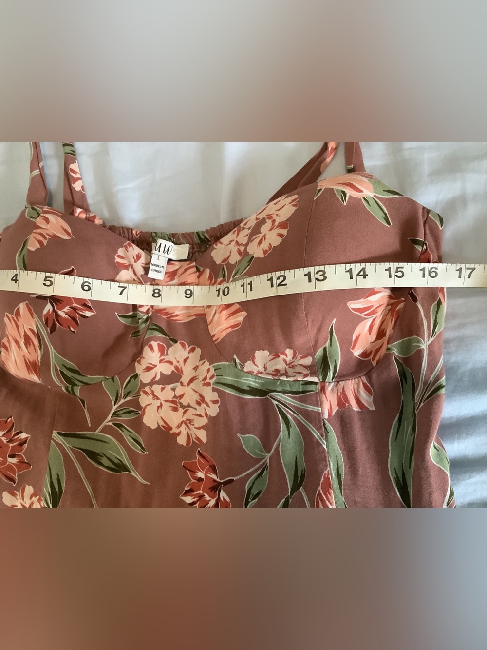 AUW Mauve-Pink Floral Spaghetti-Strap Midi Dress - Picture 3 of 6